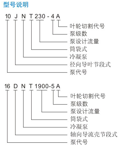 DNT型凝结水泵型号说明